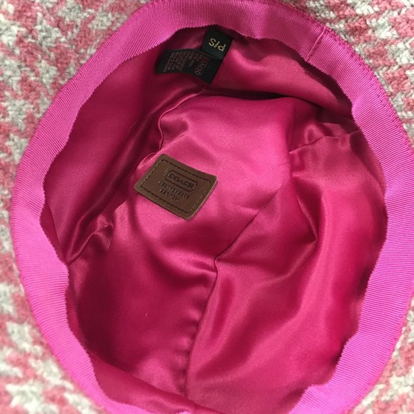 Coach S Pink Gray Houndstooth Wool Bucket Hat - Picture 5 of 6